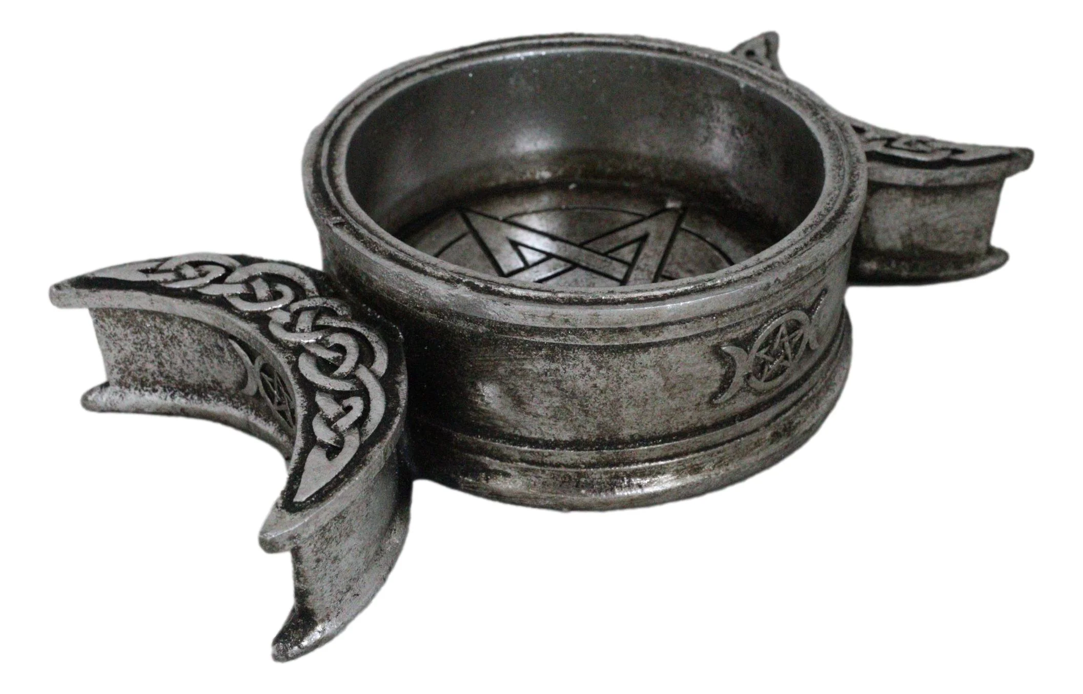 Wicca Triple Moon With Pentagram Circle Celtic Knotwork Crystals Or Candle Holder - Image 6