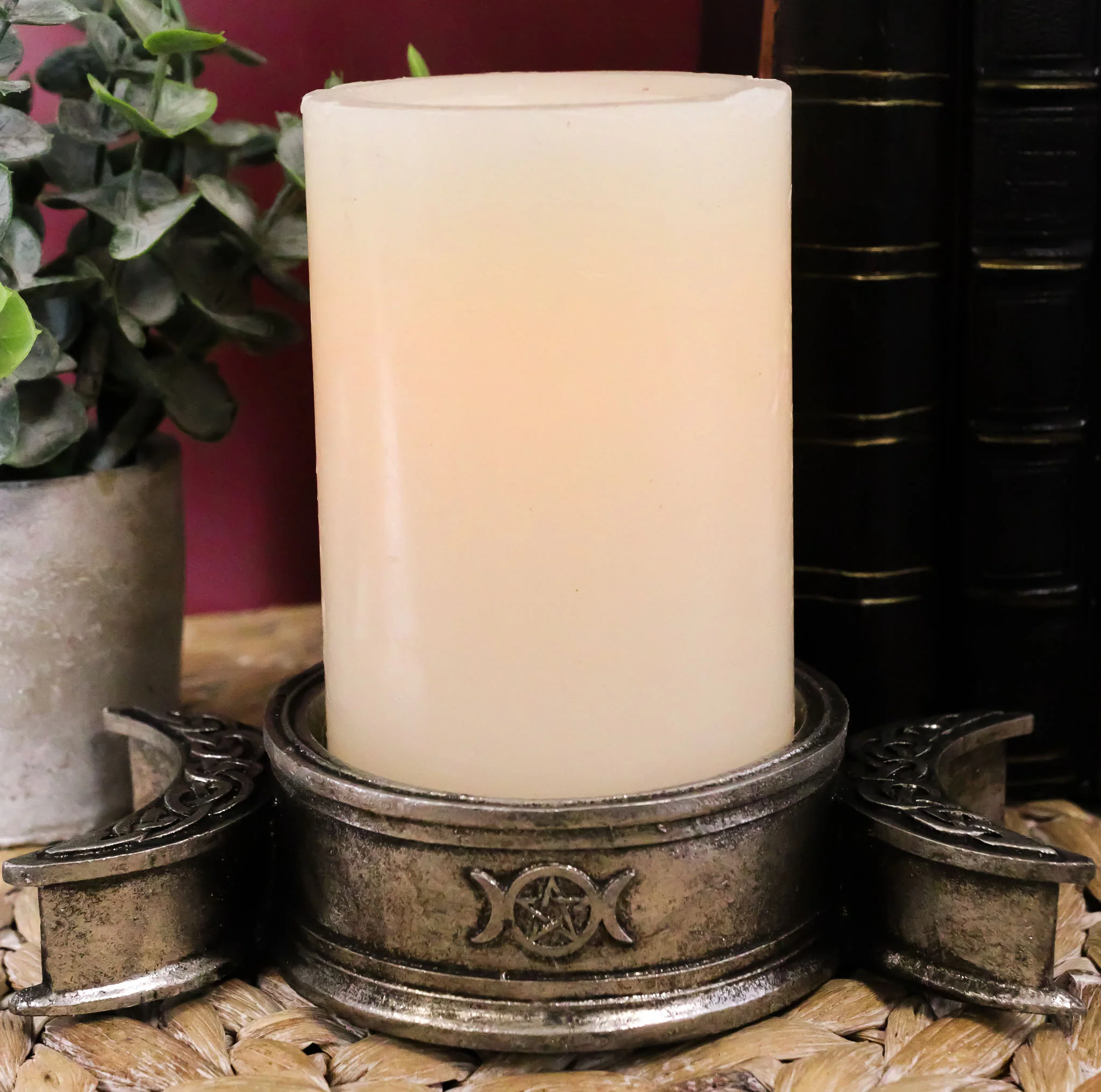 Wicca Triple Moon With Pentagram Circle Celtic Knotwork Crystals Or Candle Holder - Image 9