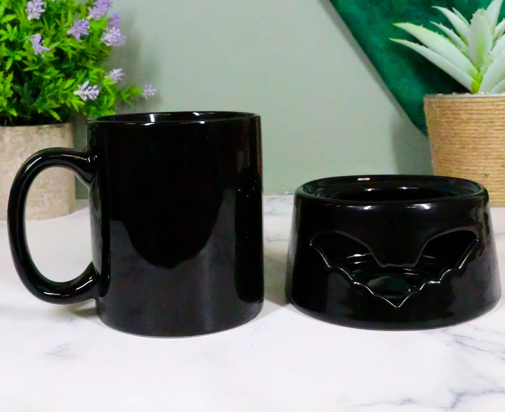 Wicca Vampire Bat Black Cup With Candle Holder Mug Warmer Shadow Caster Set - Image 10