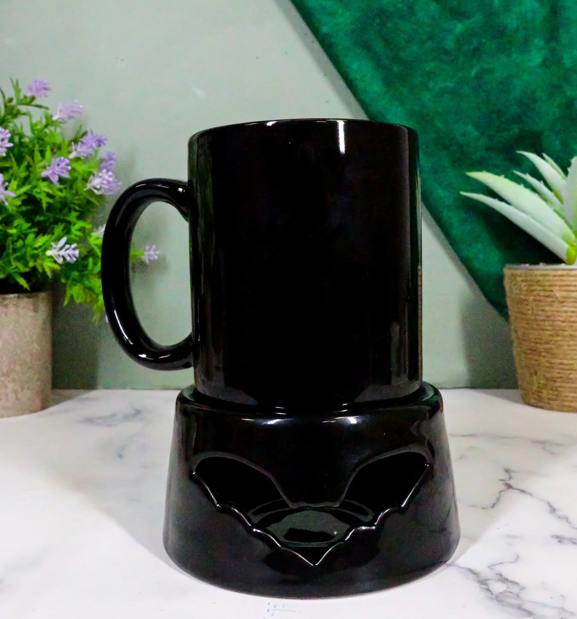Wicca Vampire Bat Black Cup With Candle Holder Mug Warmer Shadow Caster Set - Image 9