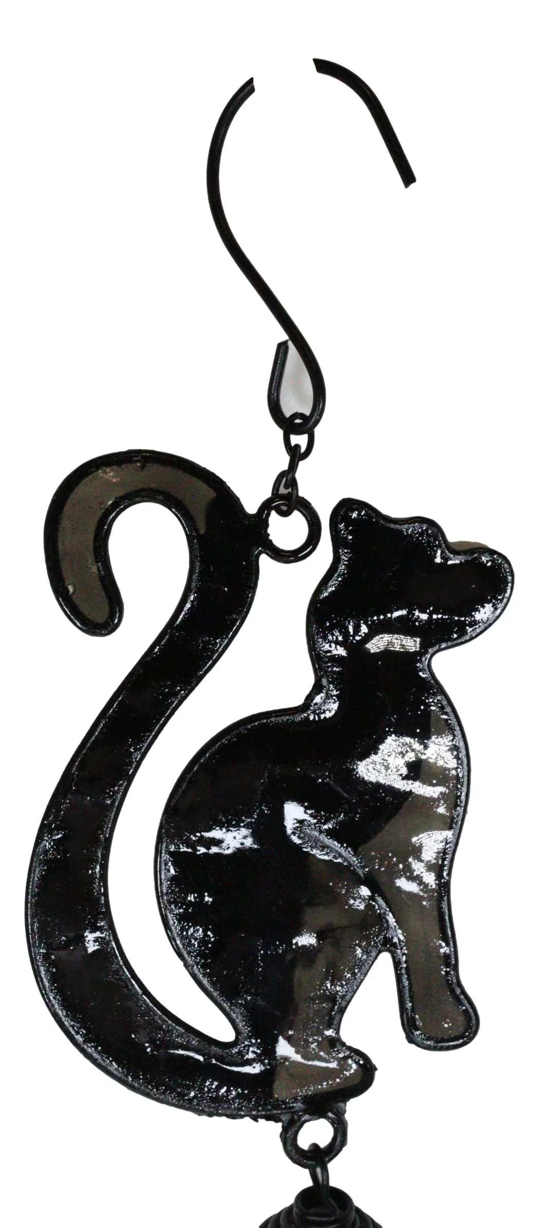 Wicca Witchcraft Black Cat Shadow Profile Stained Glass Wind Chime Suncatcher - Image 5