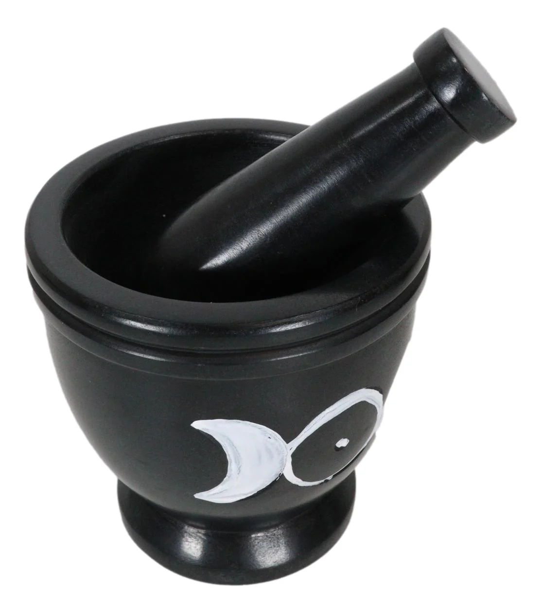 Wicca Witchcraft Triple Goddess Moon Carved Soap Stone Mortar and Pestle Set - Image 3
