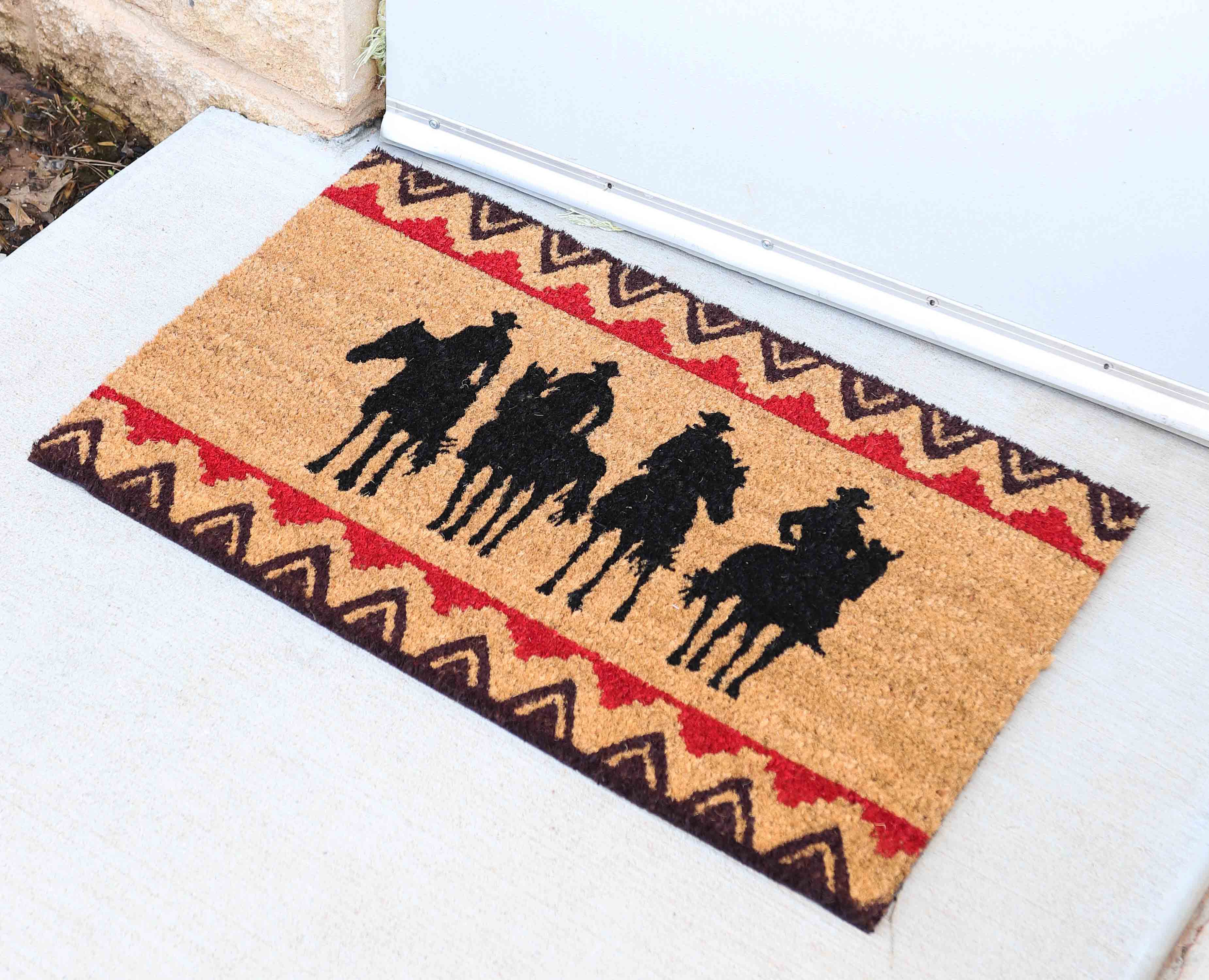 Wild Western Cowboys Horse Riders Coir Coconut Fiber Floor Mat Doormat 29"X17" - Image 3