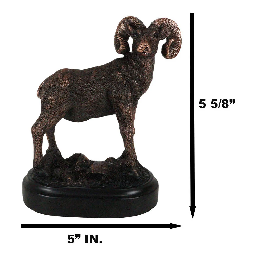 Wildlife Animal Taxidermy Bighorn Sheep Ram On Grassland Figurine With Base - Image 2