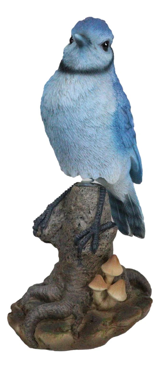 Wildlife Blue Jay Passerine Bird Perching on Tree Stump Spring Bouncing Figurine - Image 5