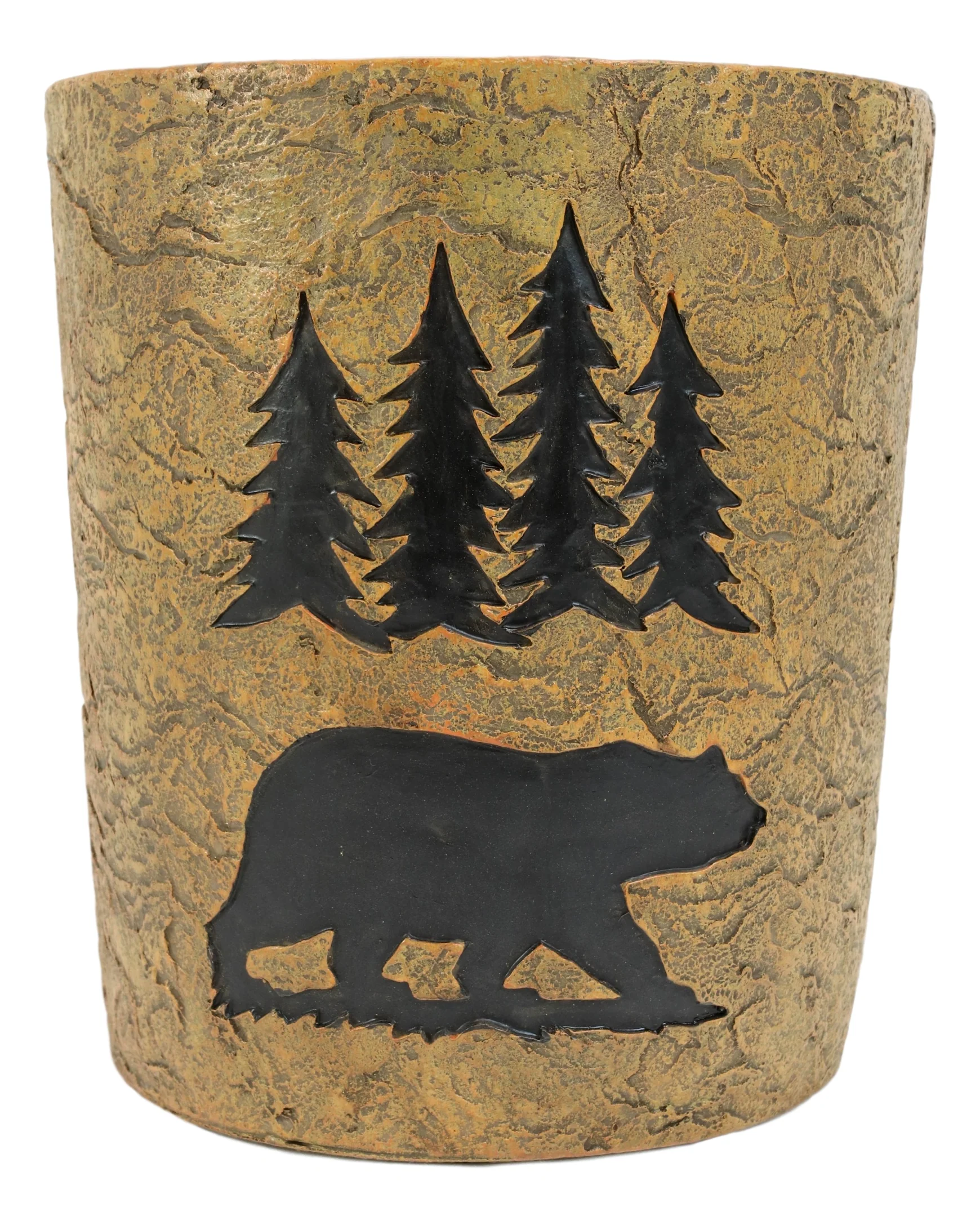 Wildlife Rustic Black Bear Roaming Pine Trees Forest Waste Basket Dry Trash Bin - Image 6