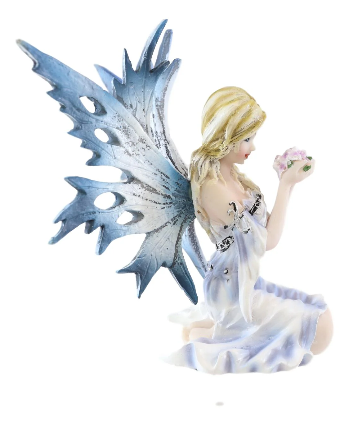 Ebros Frozen Blonde Frost Flake Wings Fairy Holding Spring Flowers Figurine - Image 6