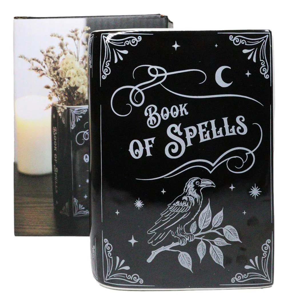 Witchcraft Magic Book of Spells 5.25" H Ceramic Book Shaped Planter Pot Vase - Image 2