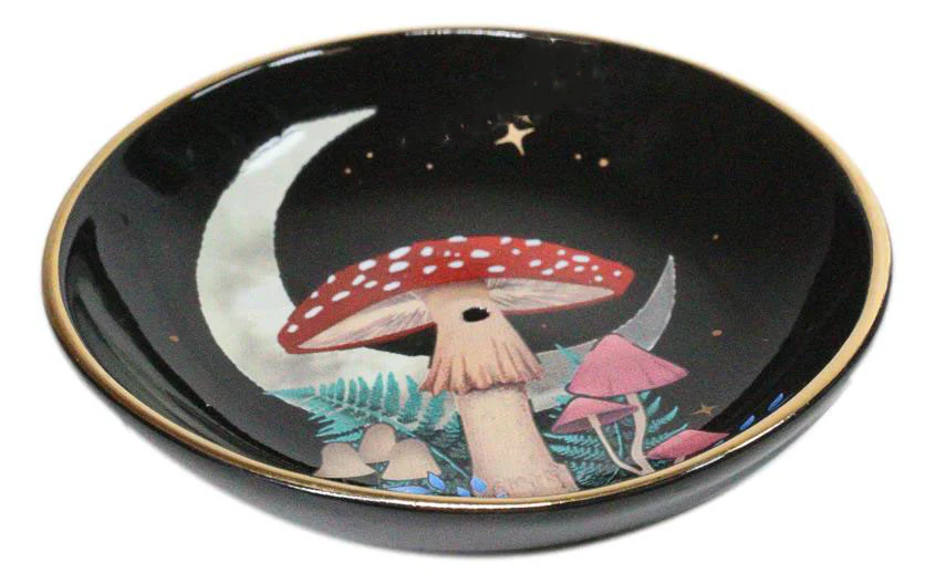 Witchcraft Wicca Dark Forest Toadstool Mushrooms And Fungi Round Incense Holder - Image 2