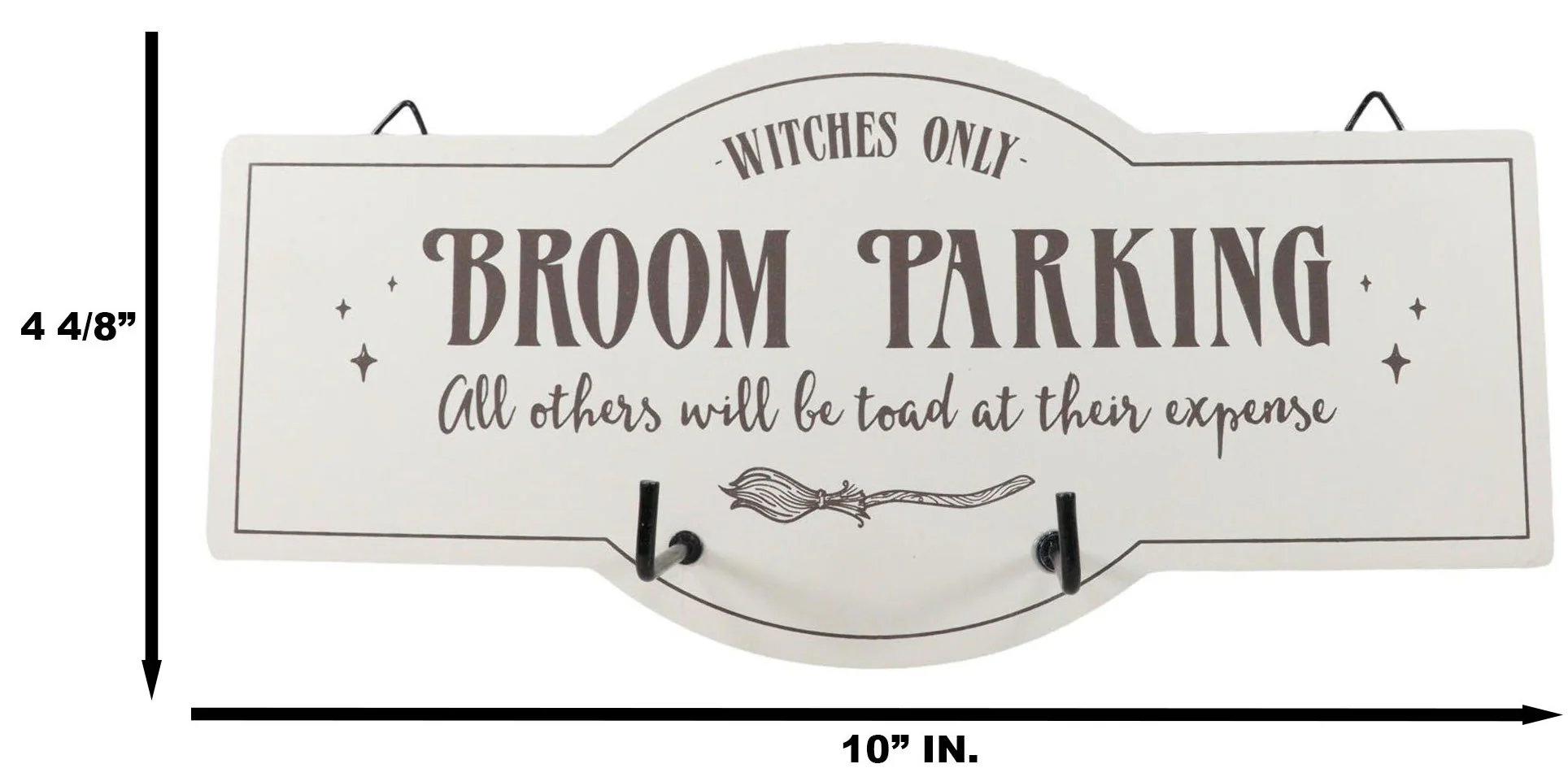 Witches Only Broom Parking All Others Will Be Toad Wall Sign With Coat Hooks - Image 2