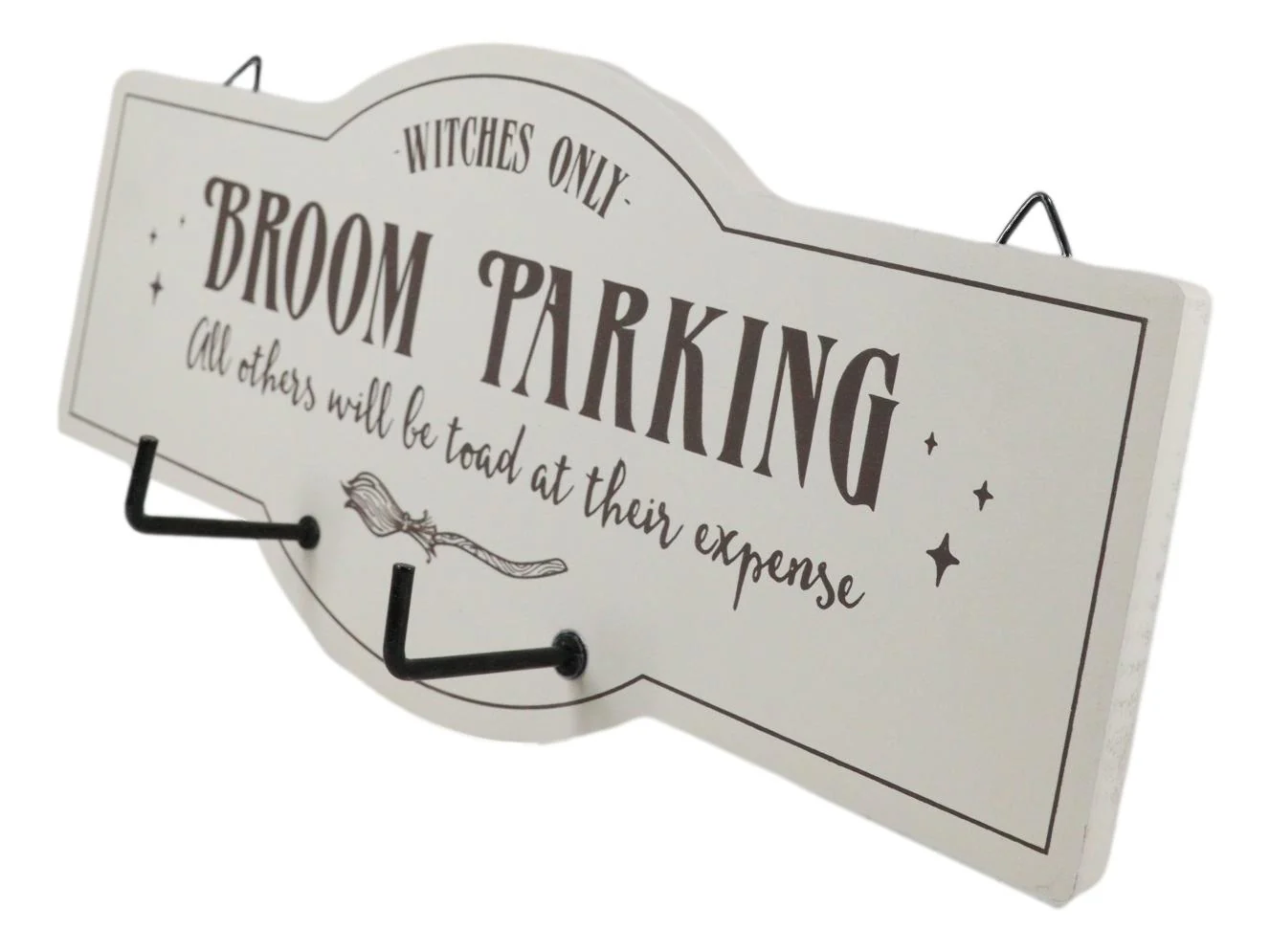 Witches Only Broom Parking All Others Will Be Toad Wall Sign With Coat Hooks - Image 3