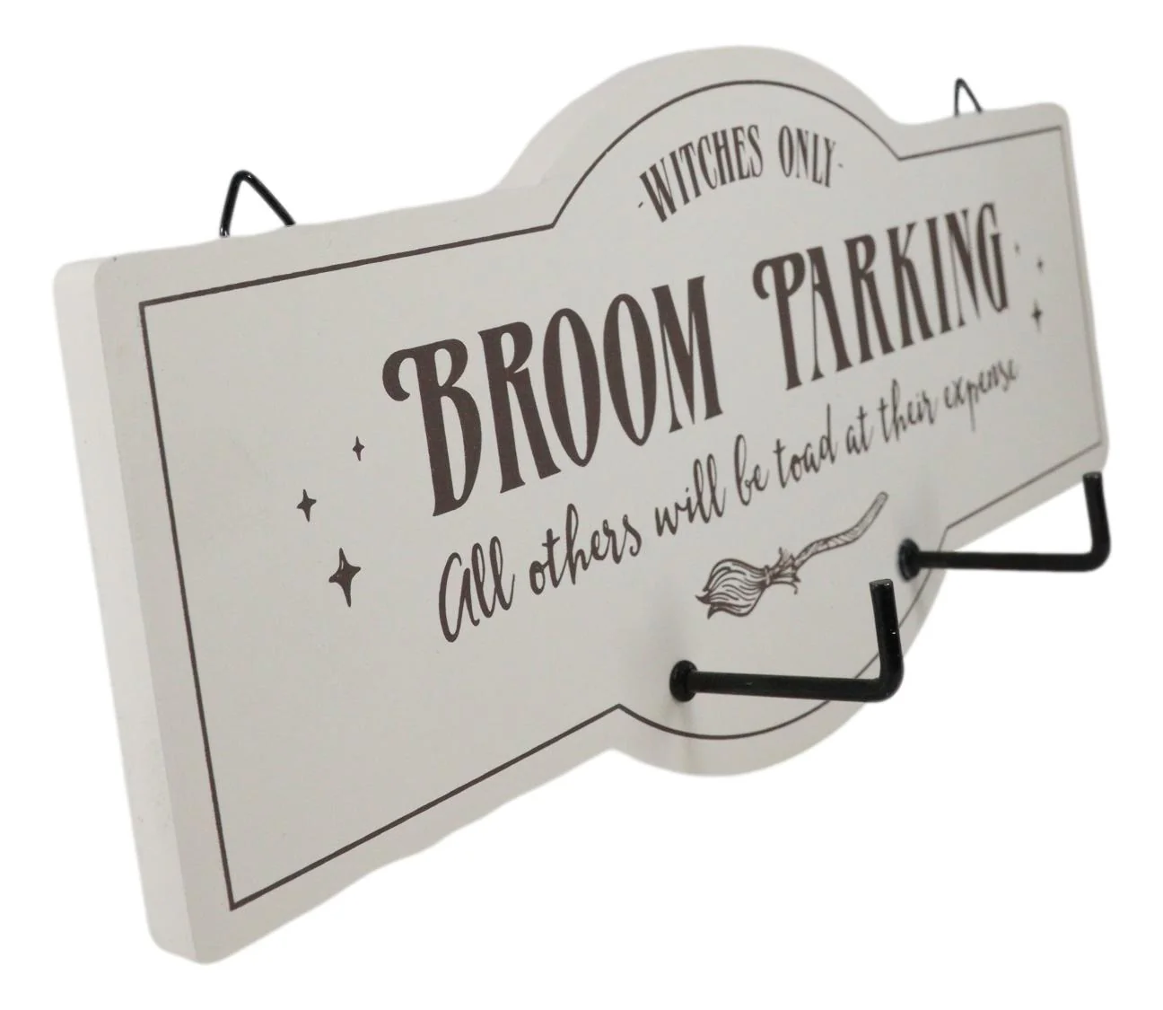 Witches Only Broom Parking All Others Will Be Toad Wall Sign With Coat Hooks - Image 4