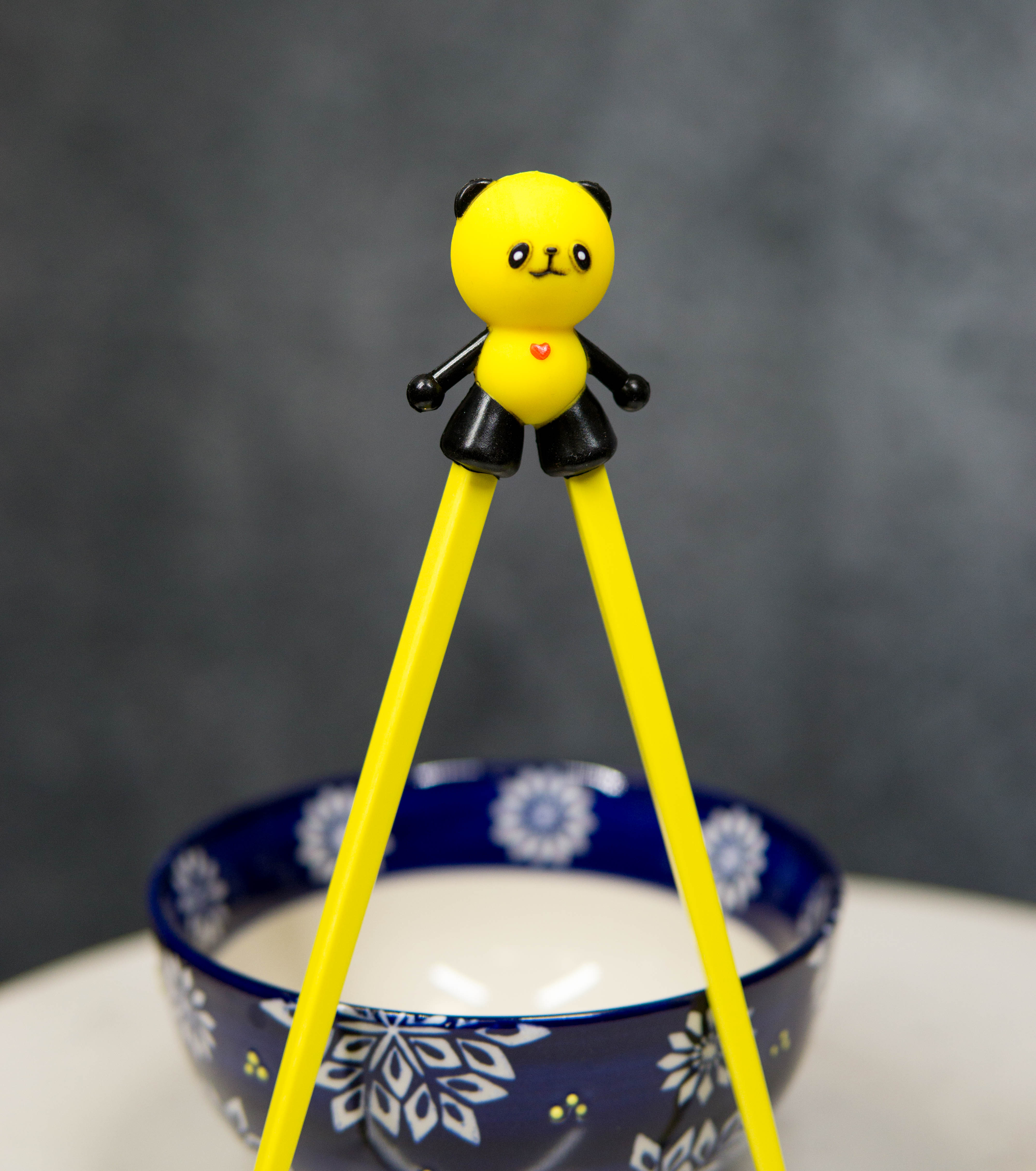 Yellow Giant Panda Reusable Training Chopsticks Set With Silicone Helper Hinge - Image 9