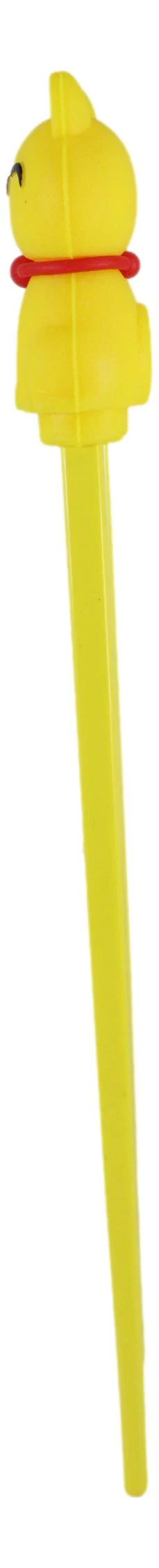 Yellow Maneki Neko Lucky Cat Reusable Training Chopsticks With Silicone Helper - Image 6