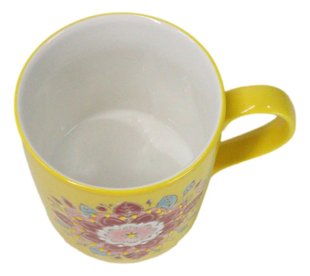 Yellow Manipura Navel Chakra Zen Flower Of Life Mandala Circle Ceramic Mug - Image 2