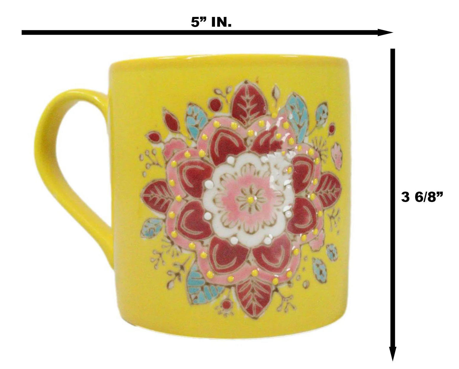 Yellow Manipura Navel Chakra Zen Flower Of Life Mandala Circle Ceramic Mug - Image 7