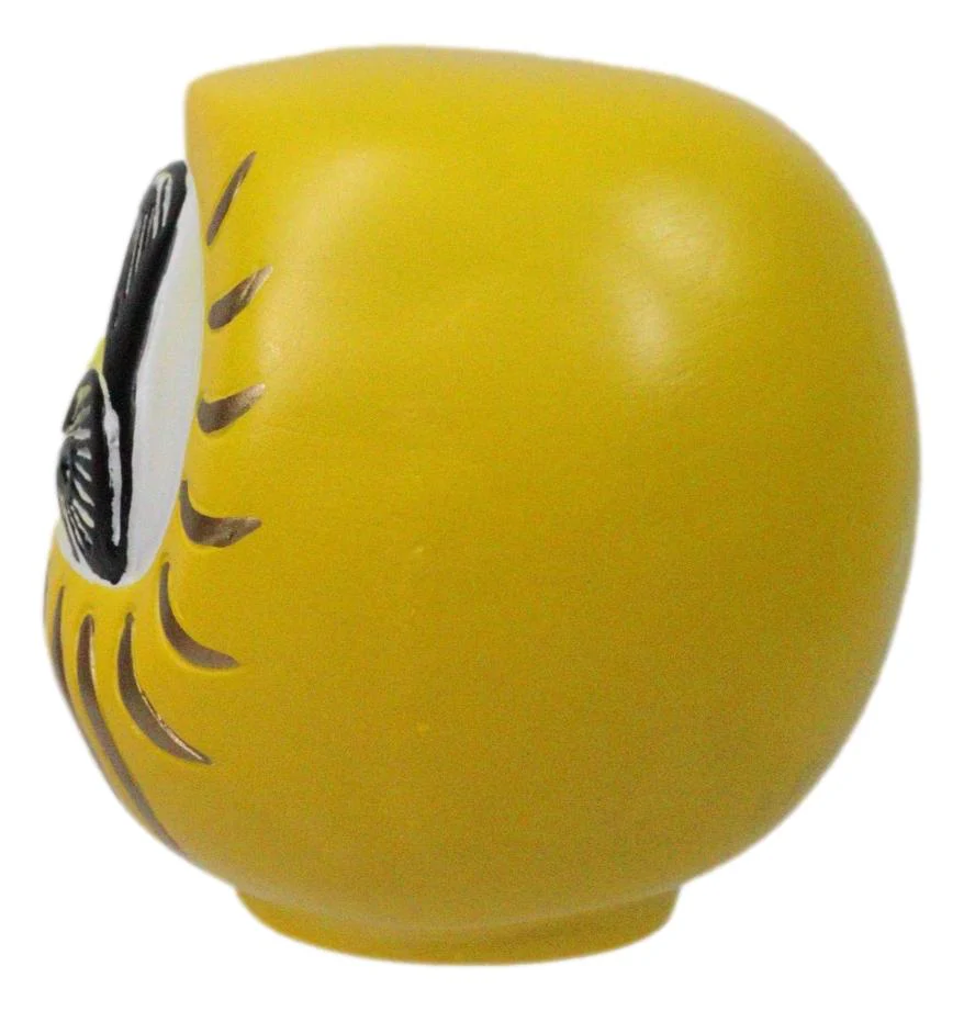 Yellow Talisman of Protection Japanese Zen Daruma Figurine With Unpainted Eyes - Image 4